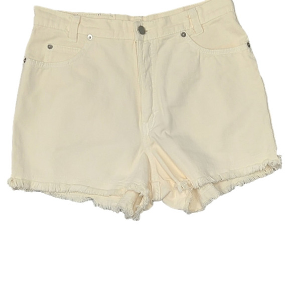 VINTAGE Stone Jeans Canary Yellow Denim High Waist Shorts - Size 13 - Picture 1 of 7